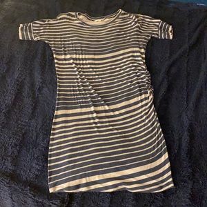 CAbi Navy and Gray Striped dress